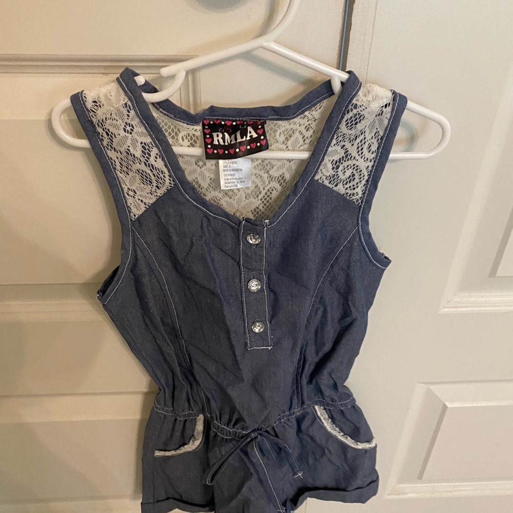 RMLA Blue Lace Trim Romper